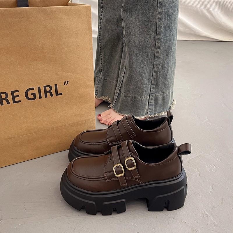 The first layer of cowhide thick sole heightening small leather shoes women's autumn leather women's shoes 2025 new Mary Jane shoes Loafer single shoe
