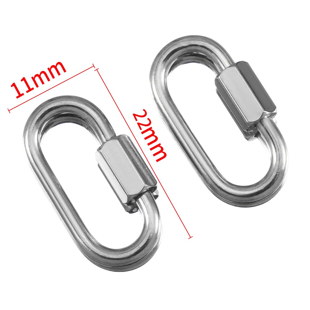 5pcs Stainless Steel D Oval Heart Shape Locking Carabiner Screw Clip Link Hook For DIY Keychain Holder Necklace Jewelry Making