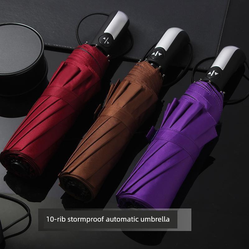 Ten-Bone 70% Off Fully Automatic Folding Umbrella for Men and Women, Business Black-Coated Sunshade Umbrella, Dual-Use for Sun and Rain, Promotional