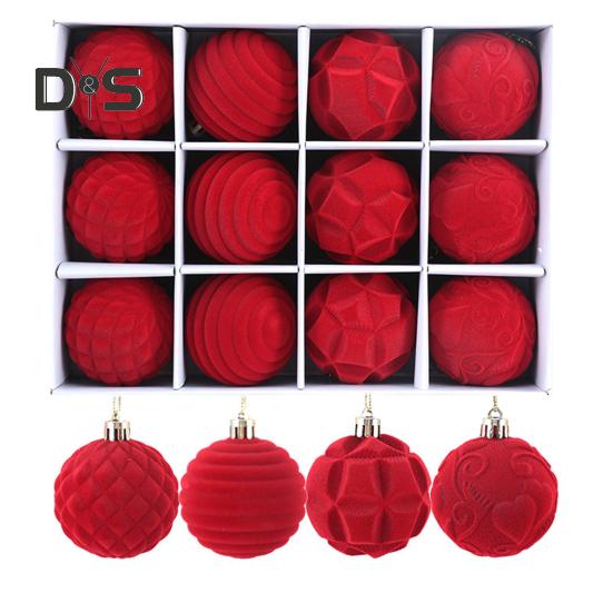 12 ks sametové vánoční koule 2,36 palcové koule na zavěšení na stromeček nerozbitné vánoční koule na svatbu