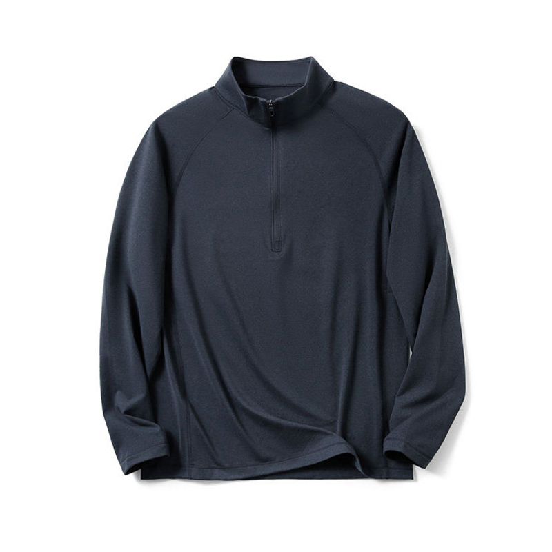 Outdoor Quick-Drying Sports Fitness Running Long-Sleeved Physical Training Clothing Autumn and Winter Half-Zip T-Shirt Export Men's T-Shirt
