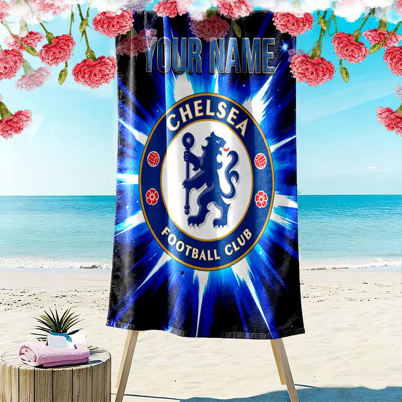 Custom Chelsea F.C Print Beach Towel, Large Soft Quick Dry Towel for Beach Camping Swimming