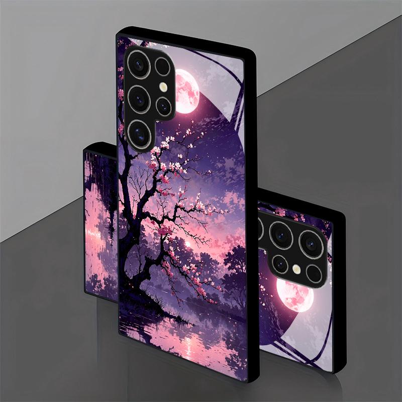 Moon Lake Pattern 2D Phone Case, Compatible with Samsung Galaxy S26/S25/S24/S23/S22/S21/S20 A56 A36 A16, Glass Protective Case