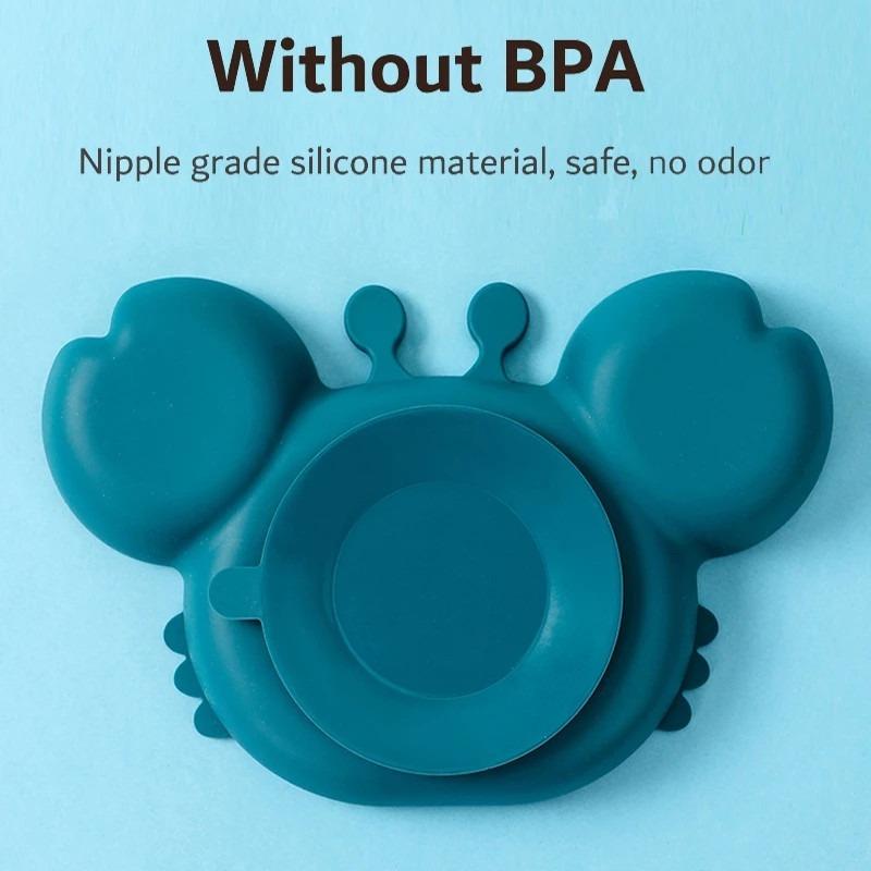 

Preschool silicone inhalation board, self feeding training board, and bowls for infants and toddlers верде