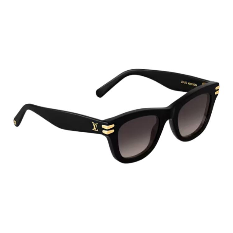 Louis Vuitton Logo Design Cat Acetate Metal Square Sunglasses Women Sunglasses Black Z2927U