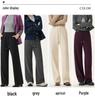 Women's Fashionable Gray Fleece-Lined Winter Pants: Petite, Narrow, or Wide-Leg Acetate Wool Sweatpants.