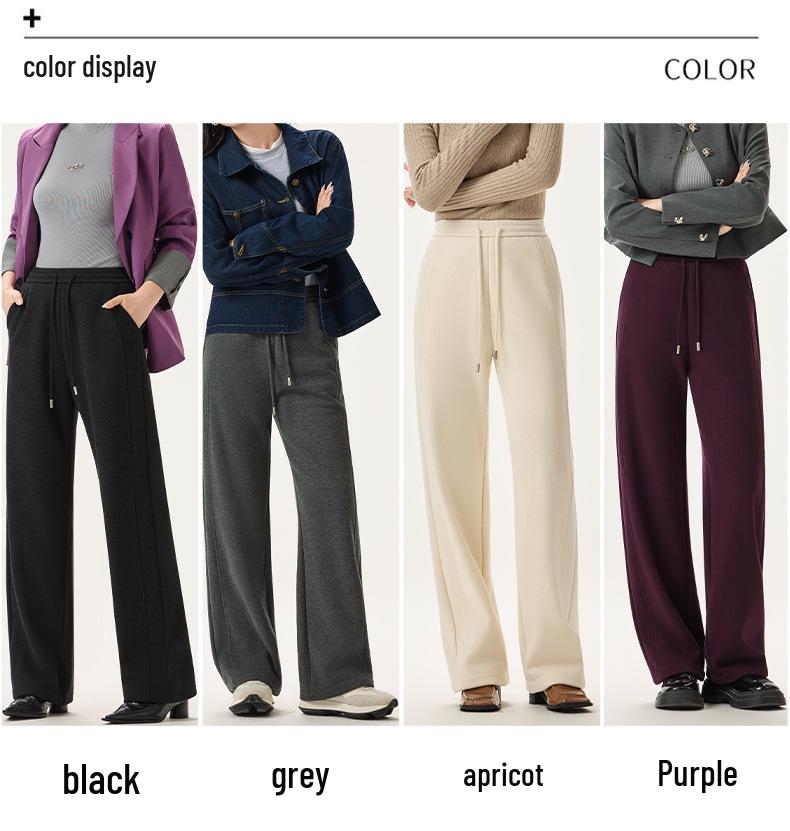 Women's Fashionable Gray Fleece-Lined Winter Pants: Petite, Narrow, or Wide-Leg Acetate Wool Sweatpants.