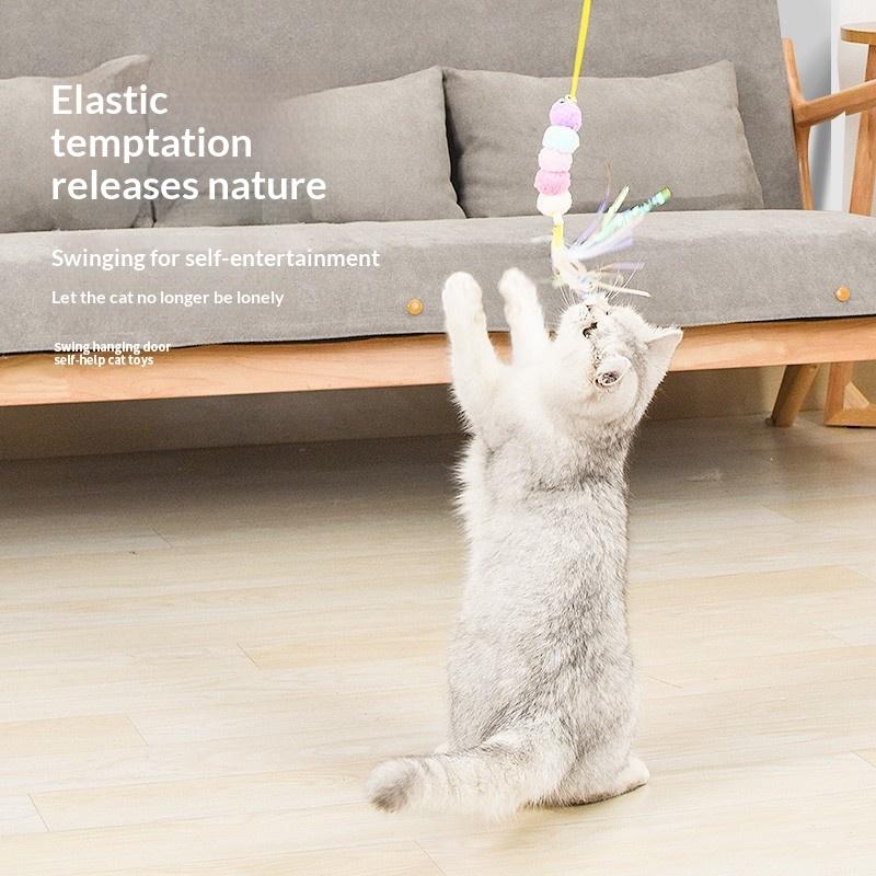Interactive Hanging Simulation Cat Toy Teaser Wand Funny Self-Entertaining Kitten Play Tool Essential Cat Supplies