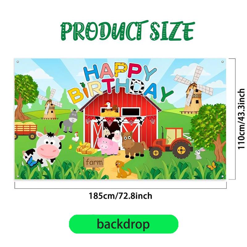 Farm Cartoon Animals Birthday Decoration Party Supplies Tableware Balloons Cup Plates Set Backdrop Banner Birthday Cake Deco Kit