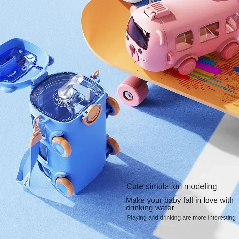 Cute Toy Car Cup with Straw Indoor and Outdoor Water Bottle Large Capacity Plastic Mug for Summer Drinkware Water Bottles