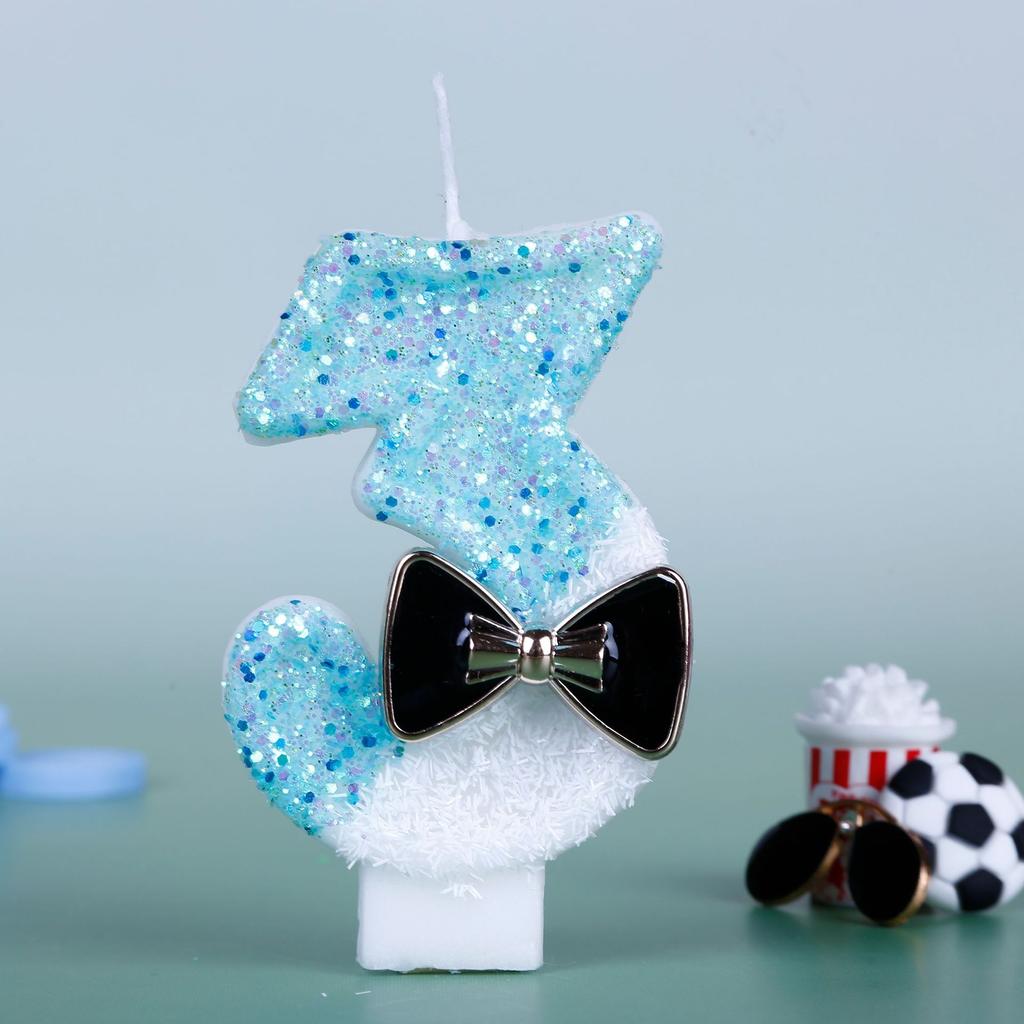 Birthday Candles Blue Glitter Birthday Cake Candles Number Candles Cake Topper Decoration for Wedding Party Kids Adults Number 5