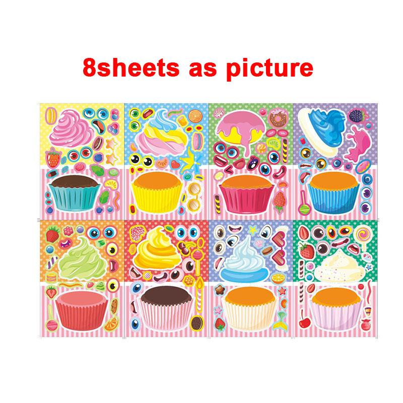 Make-a-Cake Sticker Sheets DIY Make Your Own Birthday Cake Puzzle Stickers for Kids Boys Girls Party Favor Games Toys Gifts