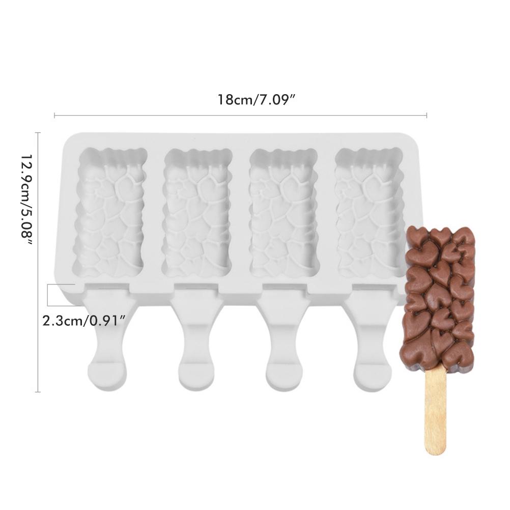 Silikon Eisform, 4 Zellen Eis am Stiel Form DIY Eismaschine für gefrorenes Dessert Eis am Stiel