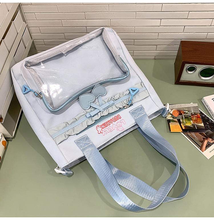 Schoolbag New Ins High Value Korean College Style Primary and Secondary School Students Two-piece Backpack Ballet Style Lace Make-up Bag
