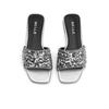 2024 New Summer Comfortable and Versatile Sequin Decorated Solid Color Open Toe Square Heel Women's Shoes Beach Style Zapatos
