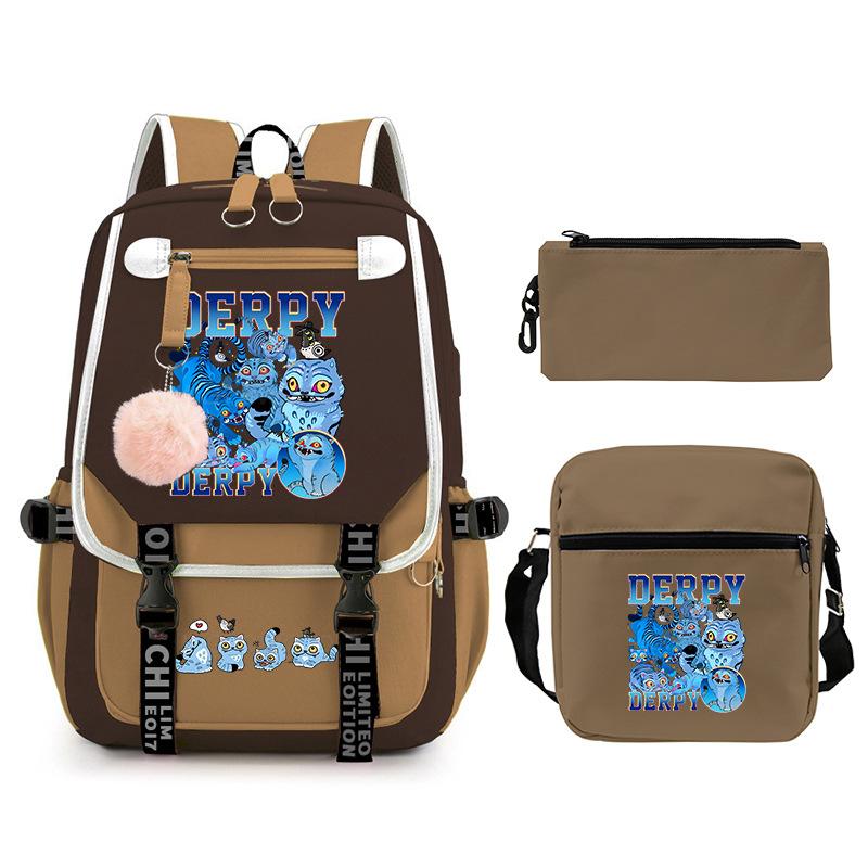 Animation Cartoon Peripheral Printing Children'S Backpack Campus Large Capacity Primary And Secondary School Students Schoolbag Three-Piece Set