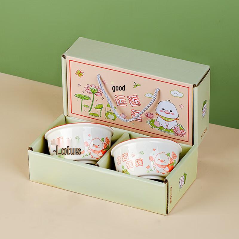 Good Luck Ceramic Bowl & Chopsticks Gift Set