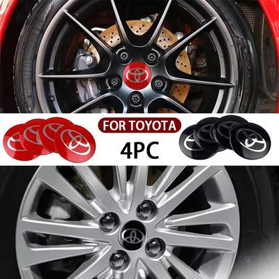 56MM 4st Bilstyling Aluminiumfälgcenterkåpor Dekaler För Toyota Rav4 Corolla Camry Aqua Cross Yaris Auris TRD GR Sport