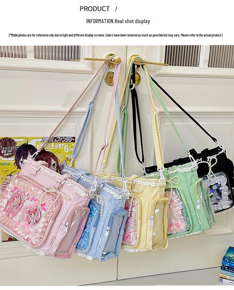 Kawaii Bowknot Itabag Tote - Sweet JK Girl Anime Transparent Badge Carrier