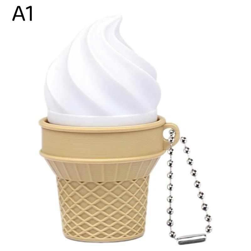 Anti-Stress Ice Cream Cone Keychain 1Pcs Soft Calming Finger Button Fidget Toy for Office Workers Anxiety Relief