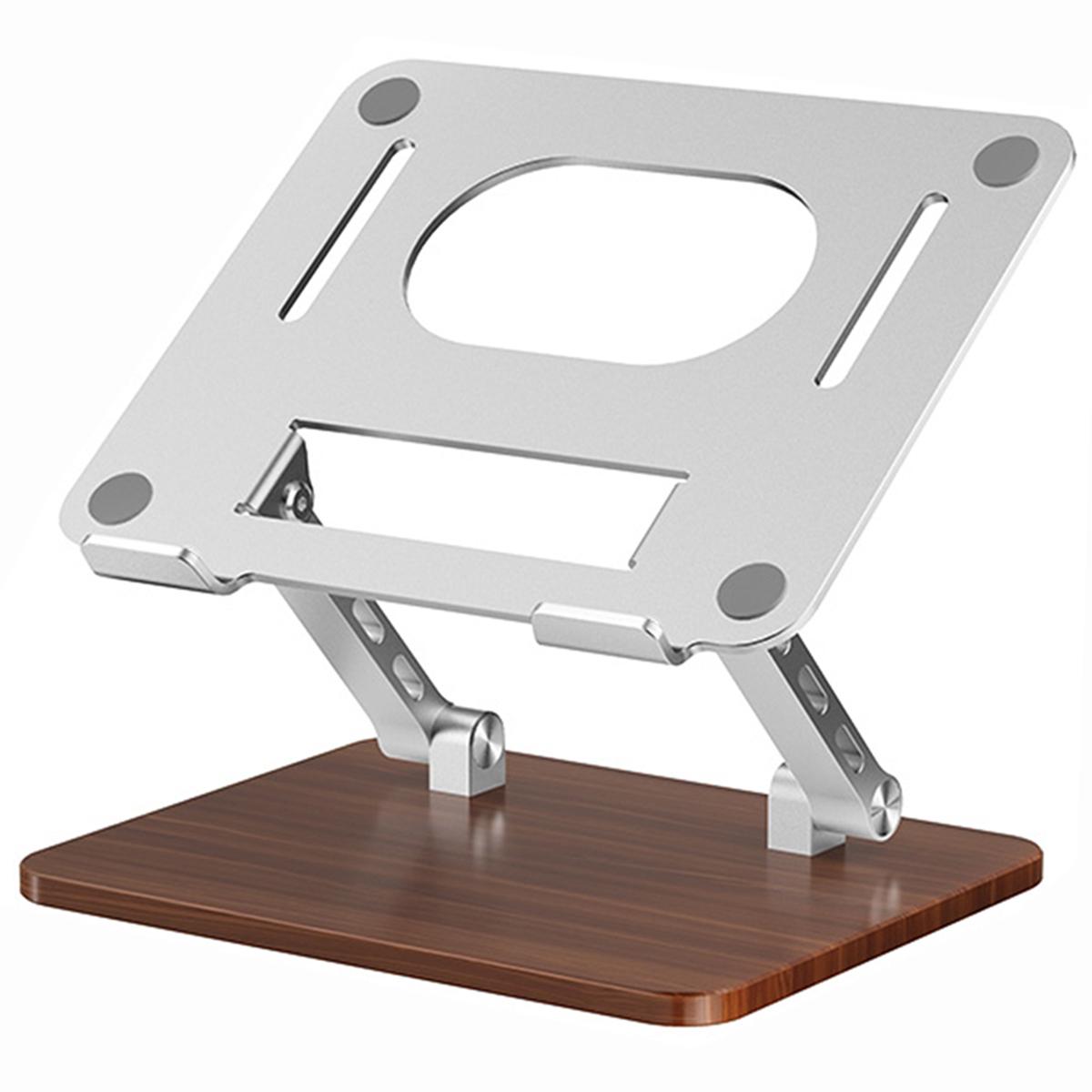 

D062W Wood Base Aluminum Alloy Desktop Laptop Tablet Bracket Heat Dissipation Notebook Stand A