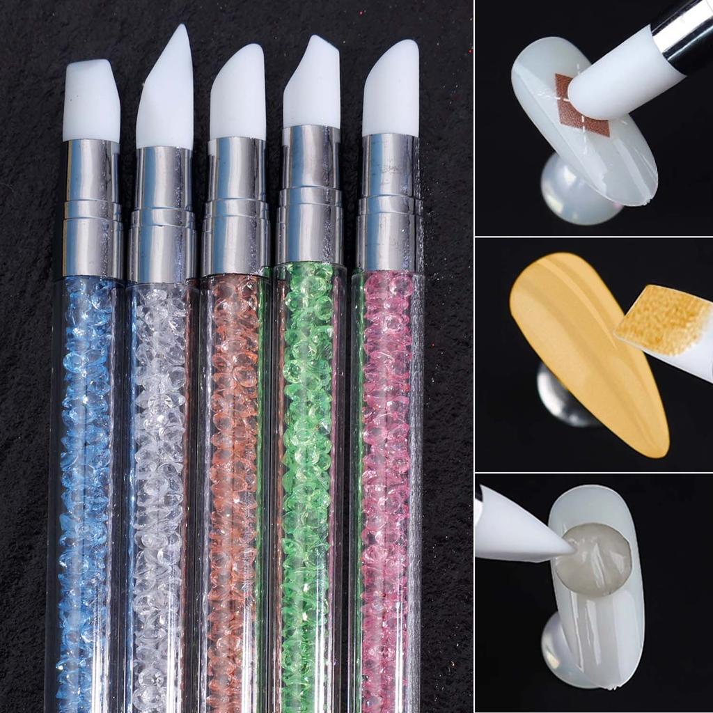 Double Head Silicone Nail Art Pen Carving Flower Sculpting Pen Adjustable Glue Stick Embossing Brush Professional Manicure Tools