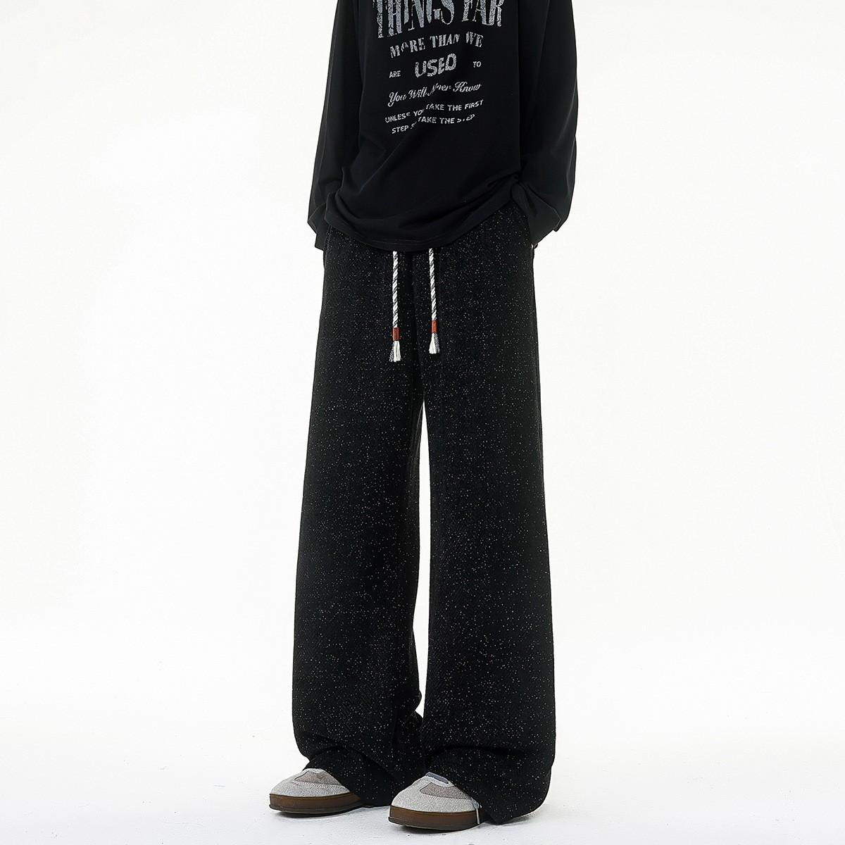 

Herringbone Pants Men s Autumn and Winter New Vintage American Retro Straight Loose Sweatpants Casual Trousers 3XL чорний