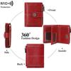 2023 RFID Women's Oil Wax Leather Wallet: Short Card Holder with Coin Purse and Fashion Buckle Zipper.