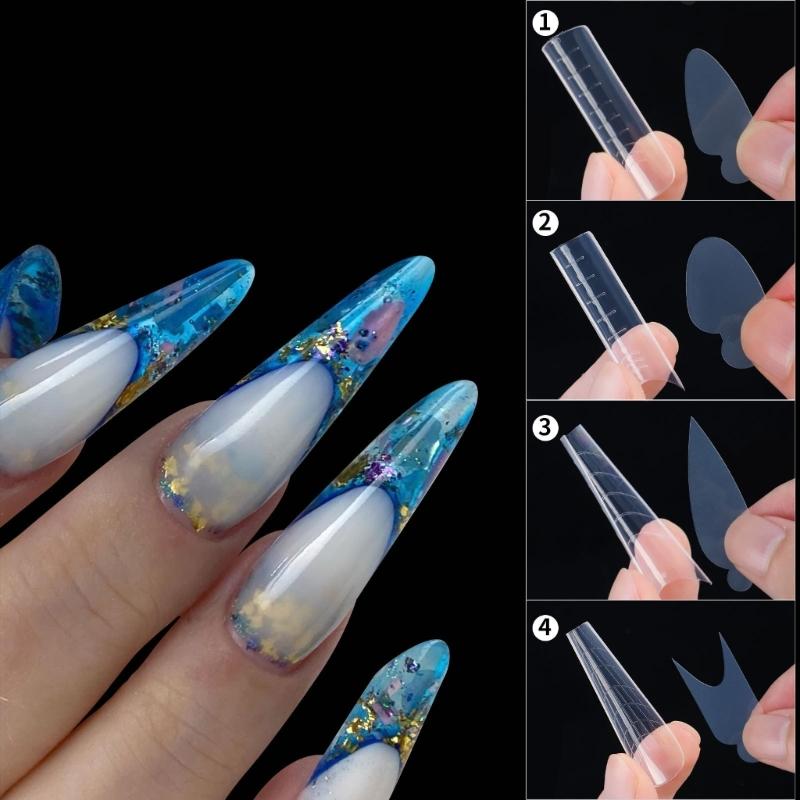Duals Forms Acrylic Nail System UV Gel Nail Mold Full Cover Fasle Nail Tips Nail Form French Extension Tips Stickers
