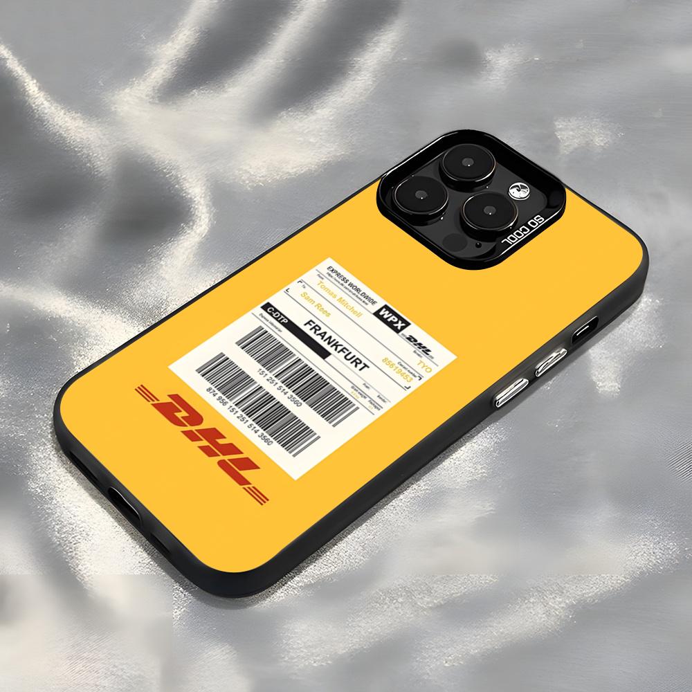 Brand DHL Logo Phone Case For IPhone17 Air 16 15 14 Plus 13 12 11 Pro 7 8 XS Max XR Silver Black Bumper Case