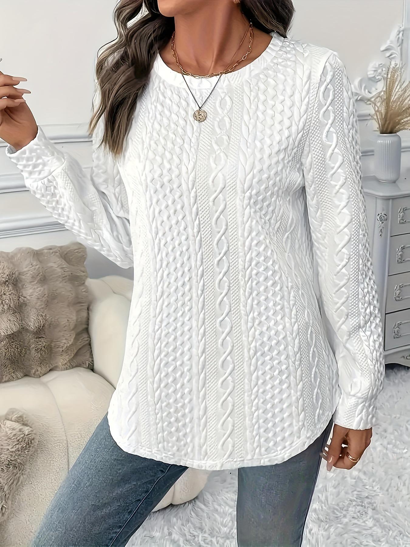 

Women s Versatile Textured Solid Color Drop-Shoulder Sweatshirt, Autumn/Winter 2026 Collection L белый