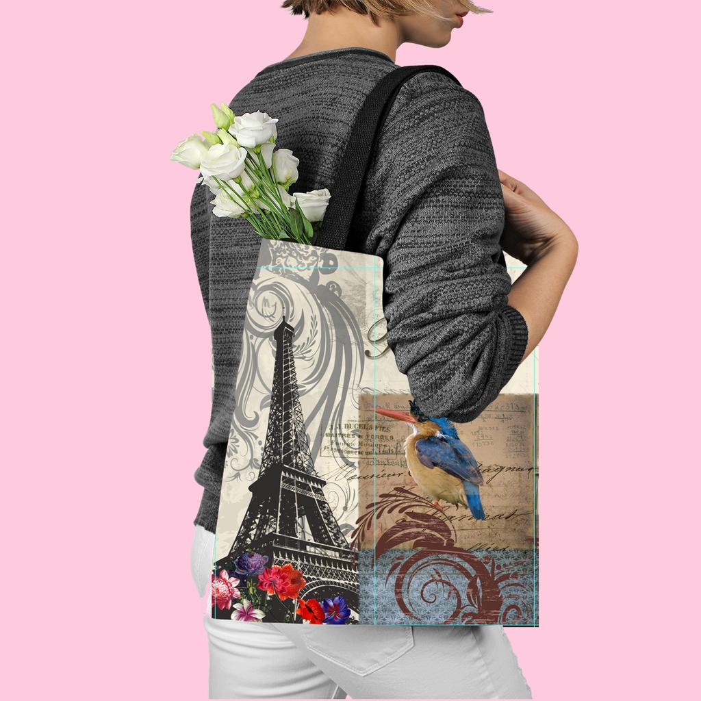 Dünyaca Ünlü Landmark Bina Serisi Kanvas Çanta Dijital Baskı Çanta Kadın Üst Saplı Çanta Omuz Çantası