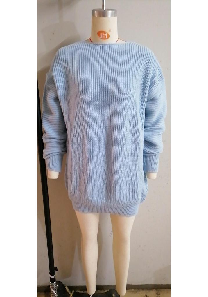 2026 Autumn-Winter Off-the-Shoulder Lantern Sleeve Knit Sweater Dress - European & American Casual Style