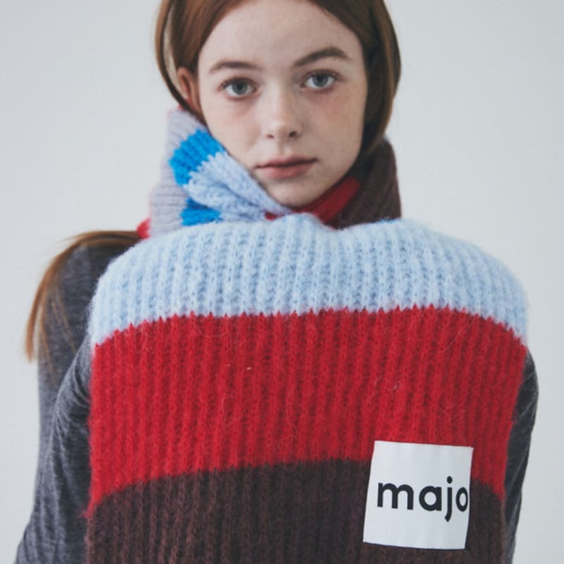 Majo Factory Color Stripe Muffler [Red]
