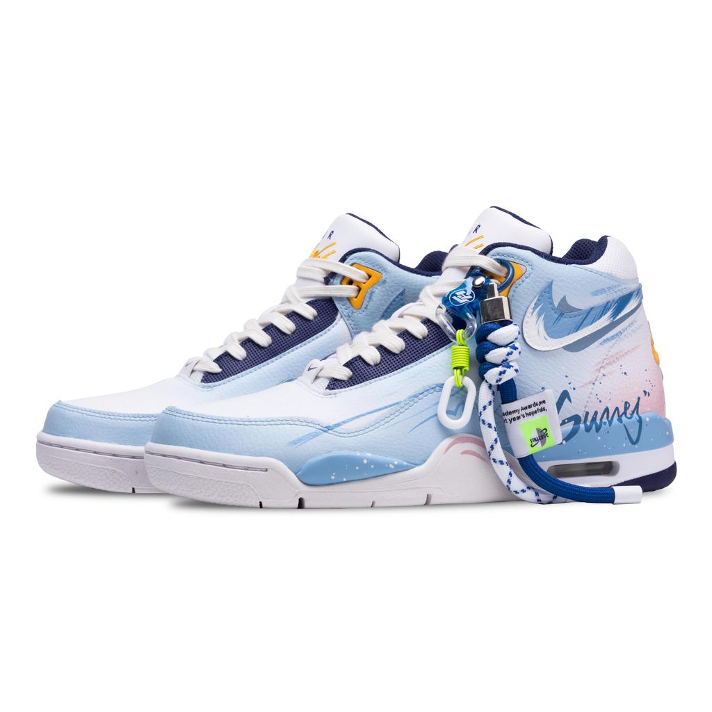 Nike Flight Legacy Seaside Town Mid Top Vintage Basketball Shoes Men's Blue Pink BQ4212-102(Team691-)