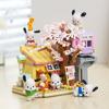 Puzzle Baustein Mini Straßenansicht Mädchen Kirschblütenbaumhaus Izakaya Zusammengebautes Spielzeug Mädchen Geschenk