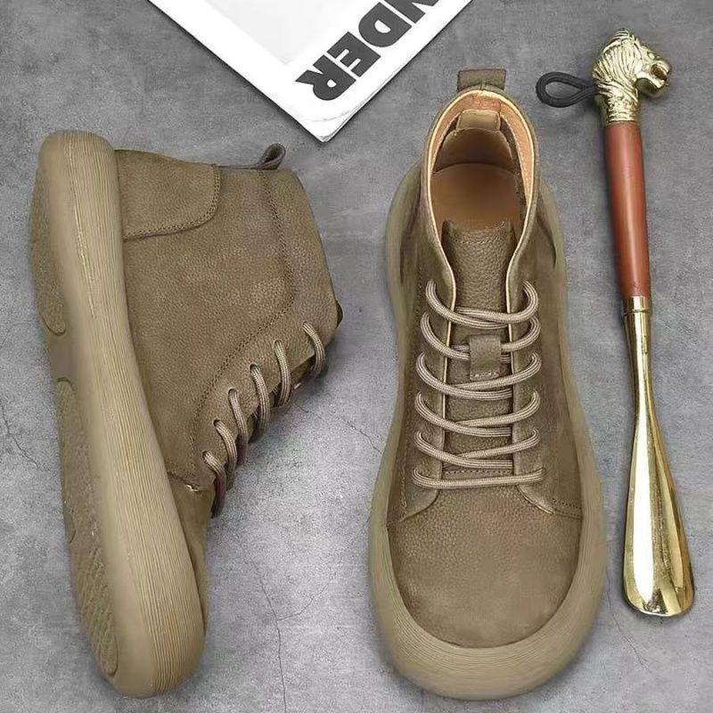Men's Autumn New Wasteland Style Casual Leather Shoes Retro British Comfortable Wear-resistant Lightweight Big Head Shoes