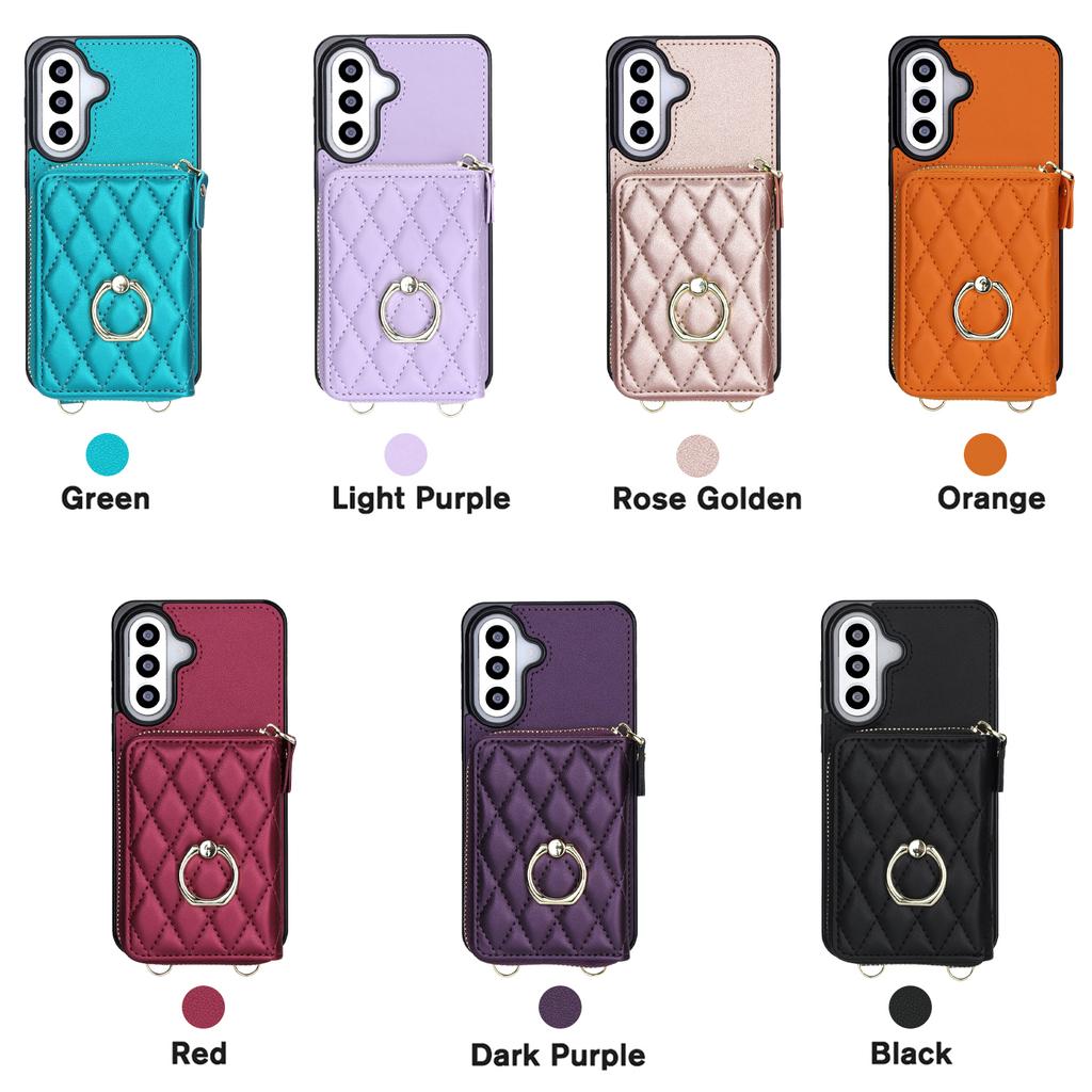 Crossbody Long Lanyard Zipper Card Holder Leather Cover for Samsung Galaxy S26 Ultra S25 S24 S23 S22 A06 A36 Stand Bag Cover