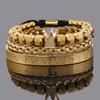 Set di Lusso Ciondoli Corona Bracciale Uomo Acciaio Inossidabile Romano Braccialetti Donna Gioielli per le Mani Regalo di San Valentino