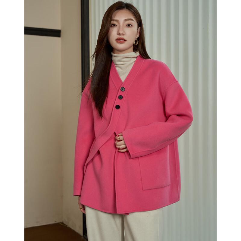 

Iveni 2025 Winter Cashmere Blend Double-faced Wool Coat S