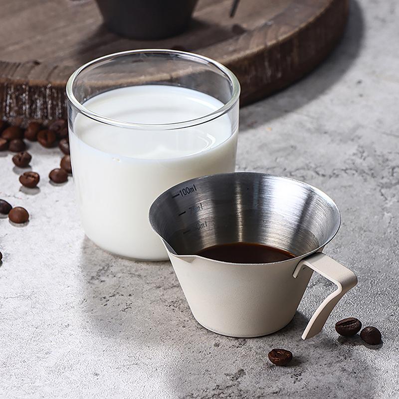 1Pc 100Ml Espresso Measuring Cup With Handle Stainless Steel Coffee Shot Coffee Pouring Cup Home Kitchen Measuring Accessories