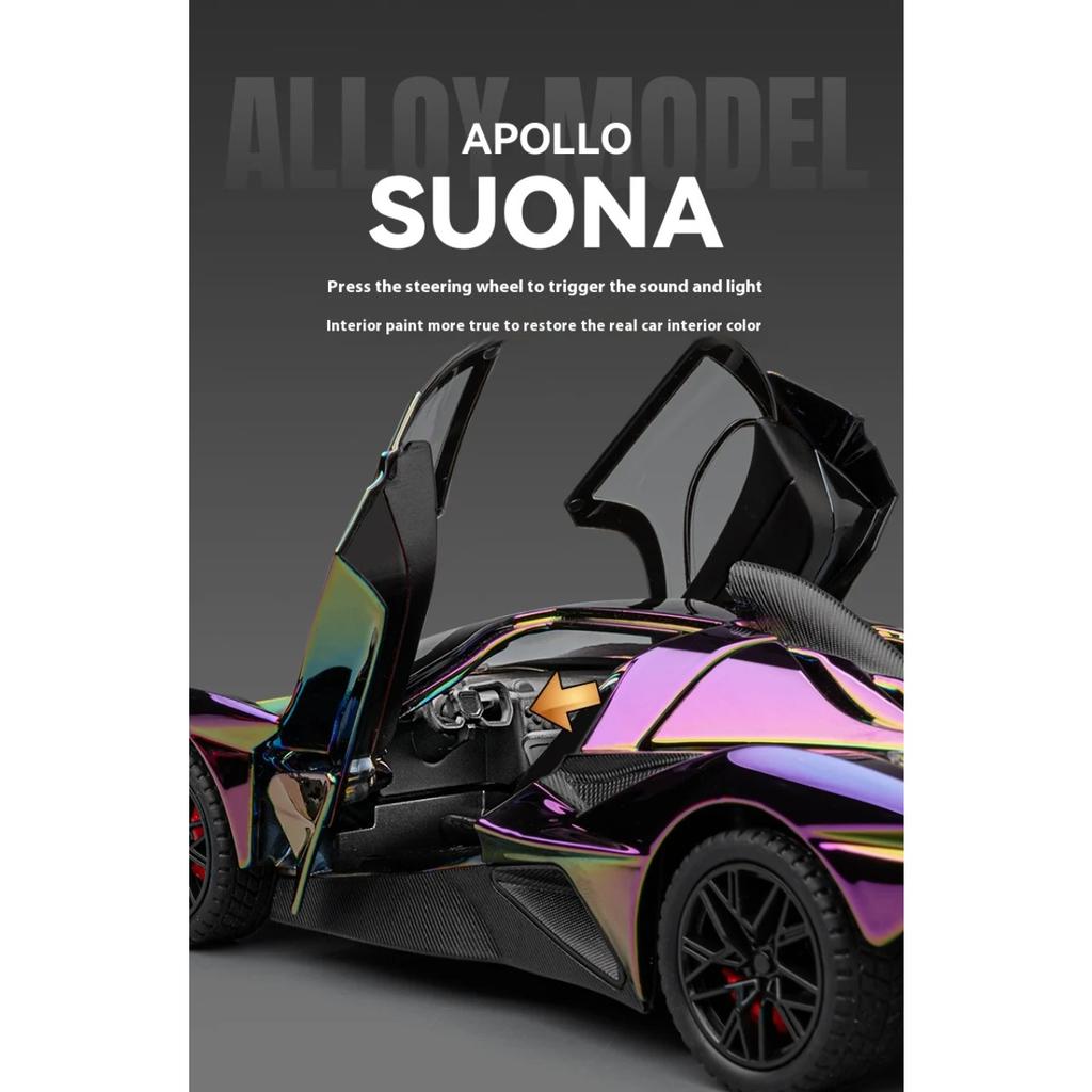 1/24 Scale Alloy Apollo EVO Electroplating Supercar Model Collection Ornament Simulation Apollo EVO Toy Car Model Suitable for Boys Birthday Gift