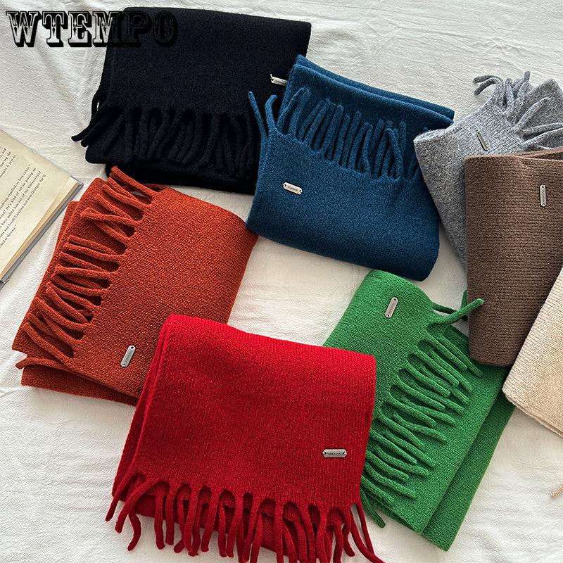 Scarf Women's High-end Tassel Warm Short Pure Wool Small Scarf Men