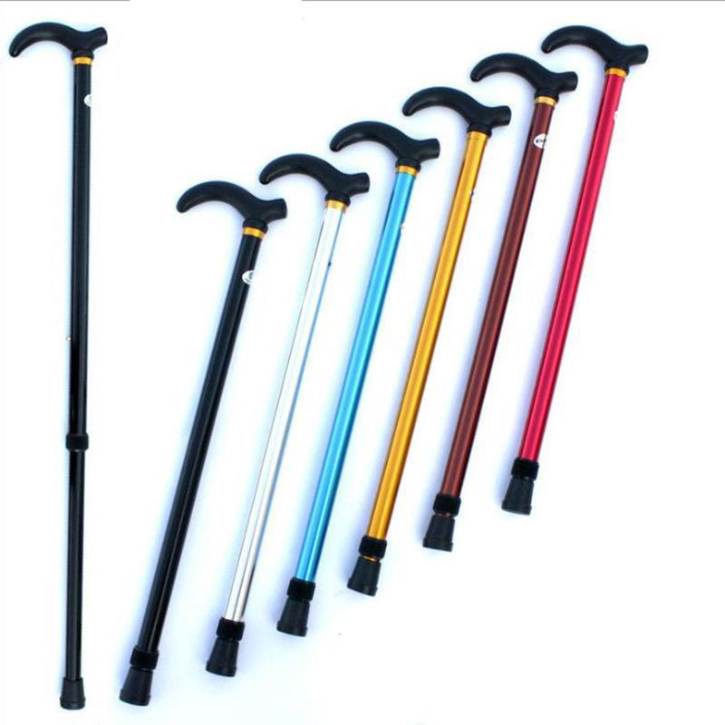 Telescopic Aluminum Alloy Shock-Absorbing Ultra-Light Adjustable Elderly Walking Cane with Straight and Curved Handle Options