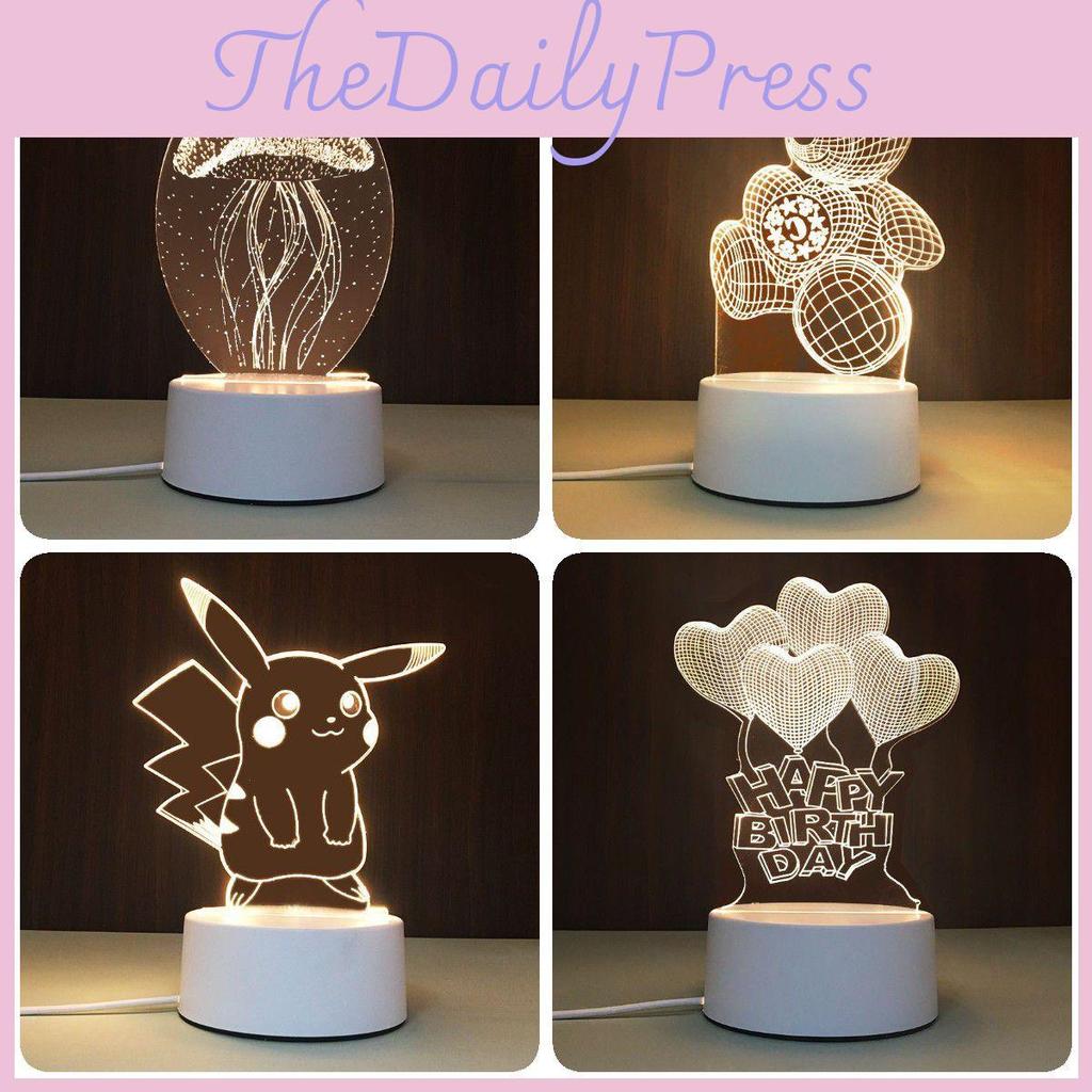 USB-Schreibtischlampe mit 3D-Effekt, Acrylplatte und LED-Beleuchtung für festliche Dekoration