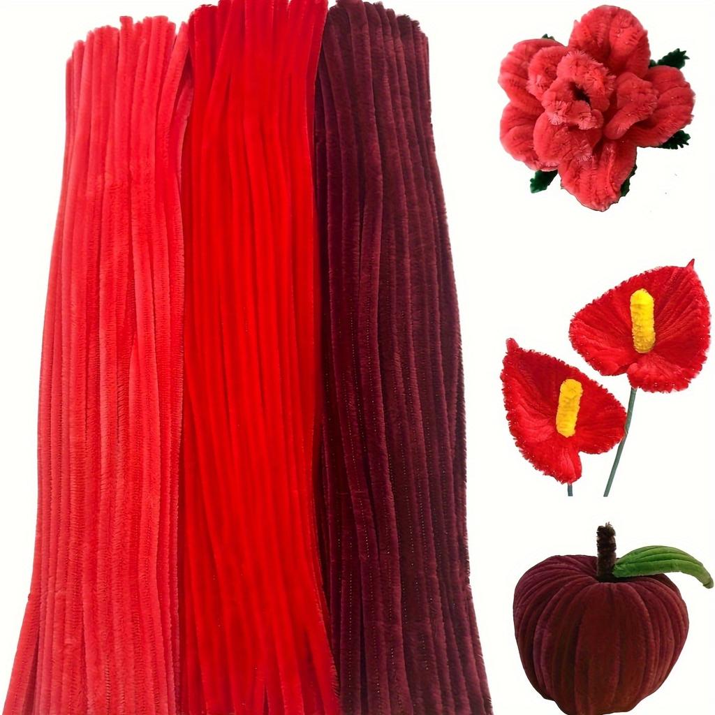 300 Pieces Pipe Cleaner Craft Set 3 Assorted Colors, Thick Chenille Stem Pipe Cleaners for DIY Craft Flower Projects Holiday