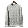 Five-pin three-strand heavy-duty thickened cashmere sweater, round neck wavy cashmere sweater for men