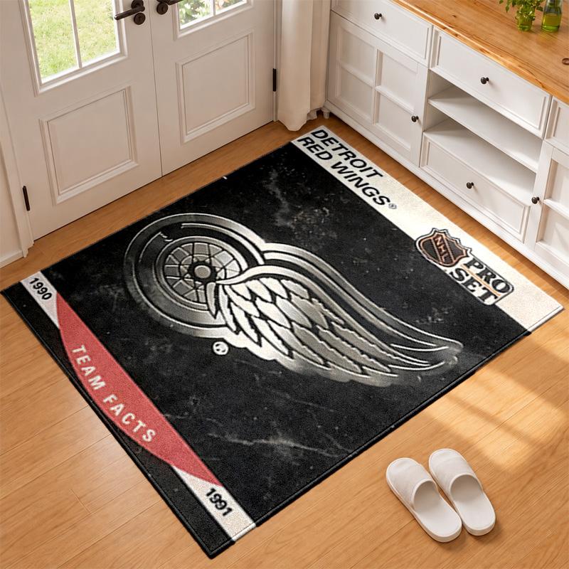 Detroit Red Wings Carpet Door Mat for Living Room or Bedroom Protective Mat Under Chair Office Decoration Christmas Gift Birthday Present