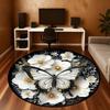 1PC Butterfly Flowers Office Round Area Rug, Under Office Chairs Bedroom Living Room Home Decor, Carpet for Office -1110140
