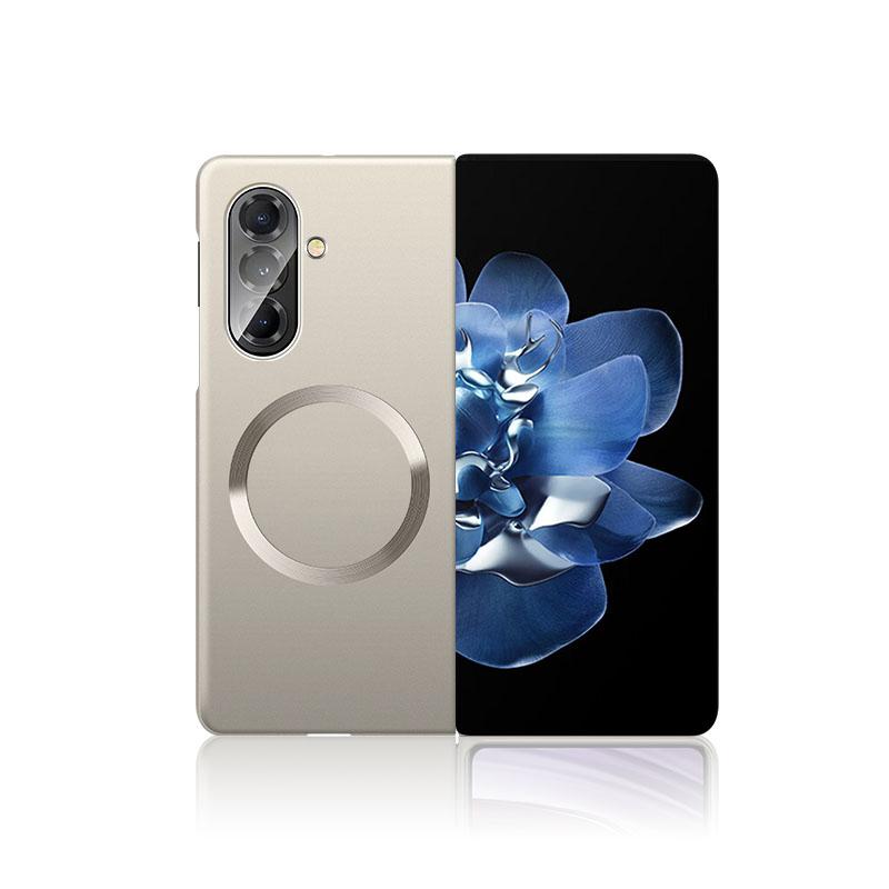 For Magsafe Magnetic Wireless Charging Solid Color Plating Not Border Phone Case For Samsung Galaxy Fold 6 5 4 3 Bumper Cover